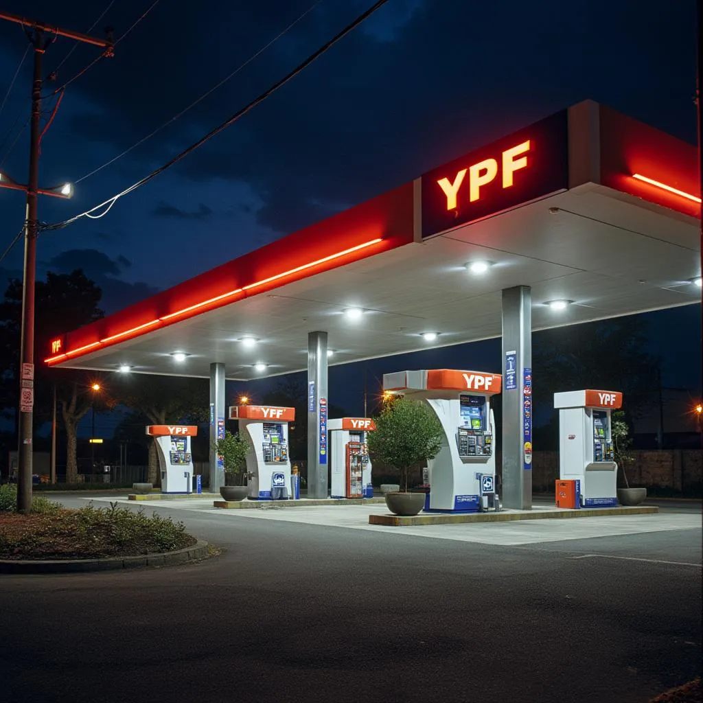 Estación de servicio moderna YPF en Argentina